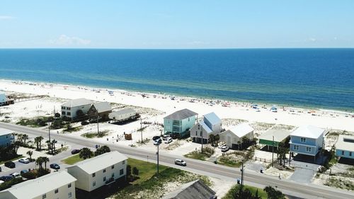 High angle view of beach against sky