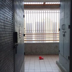 Closed door of building