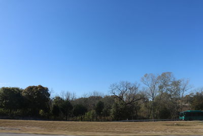 Scenic view of landscape against clear blue sky