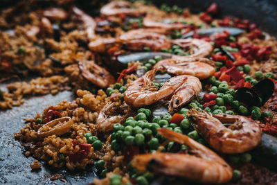 High angle view of food in plate