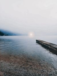 Scenic view of lake against sky during winter