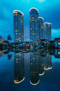 Modern buildings against blue sky