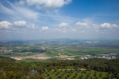 High angle view of landscape against sky