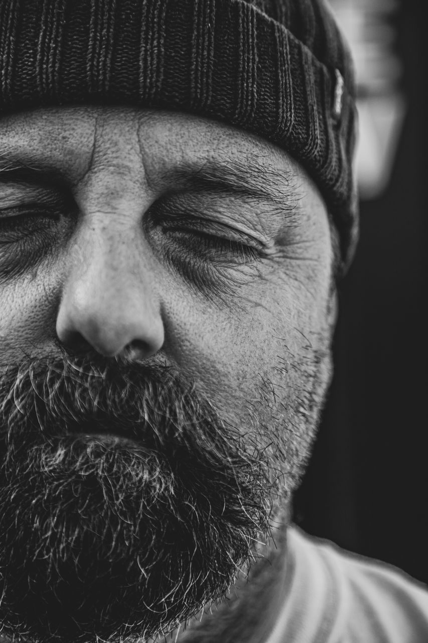 facial hair, beard, close-up, one person, body part, portrait, men, human body part, males, real people, headshot, adult, indoors, front view, human face, lifestyles, serious, mature men, mid adult men, mustache, contemplation