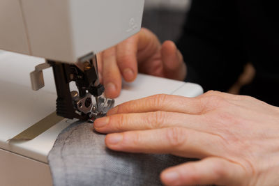 Close-up of hands working