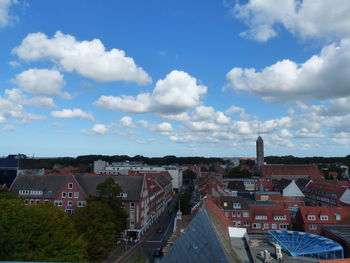 High angle view of townscape against sky