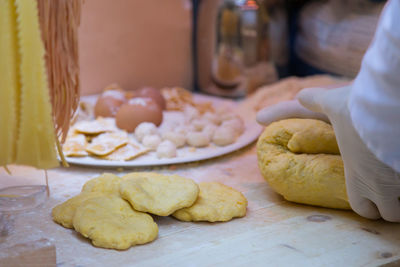 Close-up of cookies on table