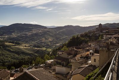 High angle view of townscape against sky