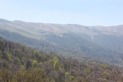 Scenic view of mountains against clear sky