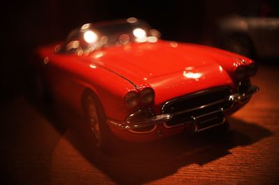 Close-up of red vintage car