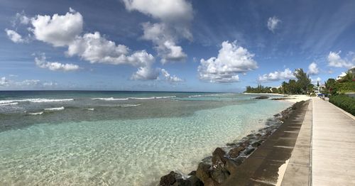 Panoramic view of sea against sky in barbados 