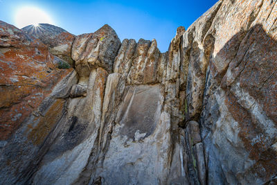 Low angle view of rock formations