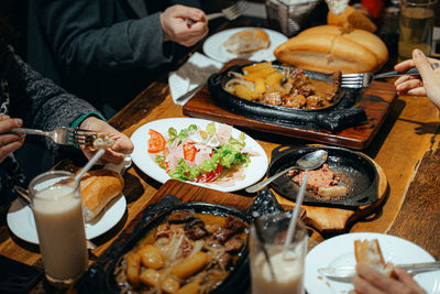 High angle view of food on table