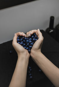 Midsection of man holding fruit