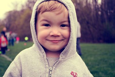 Close-up portrait of smiling boy