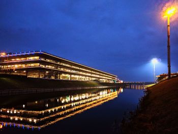 Illuminated buildings at night