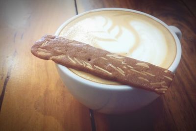 High angle view of coffee on table