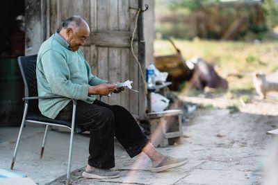 Man sitting on chair