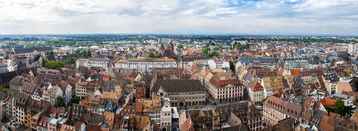 High angle view of buildings in city