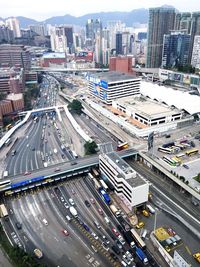 High angle view of traffic on city street