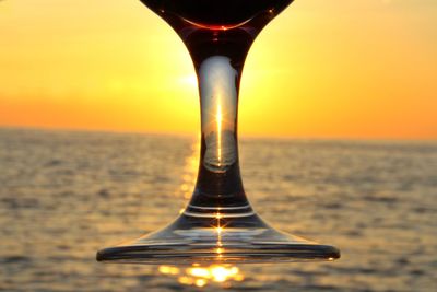 Close-up of sea against sky during sunset