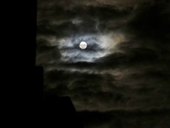 Low angle view of cloudy sky at night