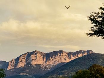 View of mountains against cloudy sky