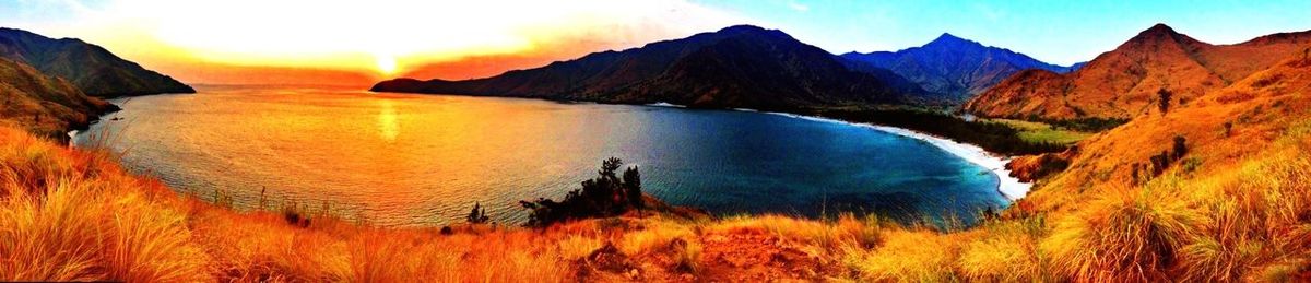 Panoramic view of landscape against sky during sunset