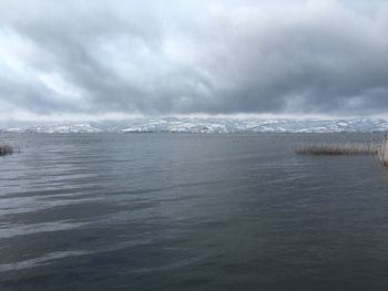 Scenic view of sea against cloudy sky