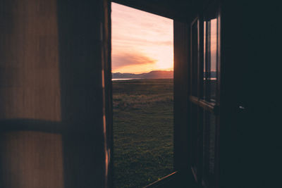 View of landscape through window