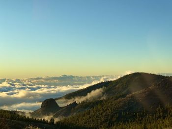 Scenic view of landscape against sky during sunset