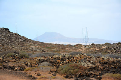 Scenic view of land against sky