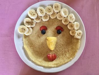 Directly above shot of breakfast served on table