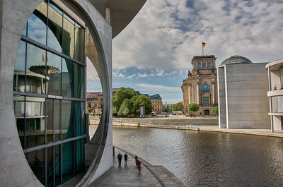 Bridge over river against sky