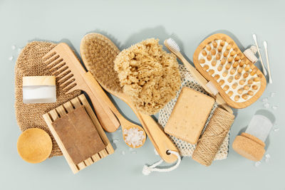 High angle view of food on table