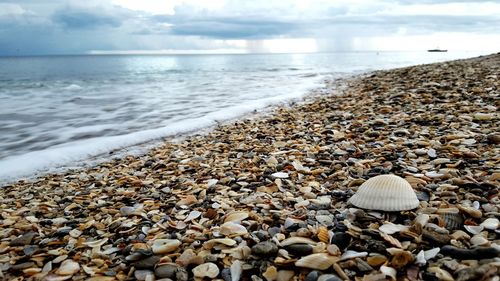 Scenic view of sea against cloudy sky