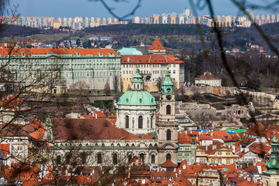 St. nicholas church and praga city seen from the petrin hill