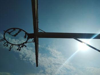 Low angle view of basketball hoop against sky