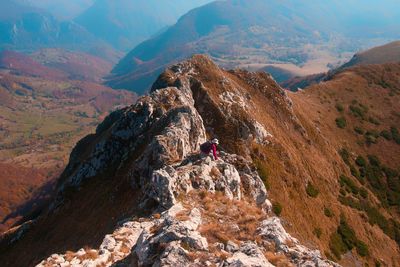 Rock formation on mountain against sky