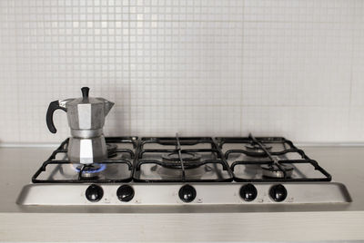 Close-up of coffee filter on stove