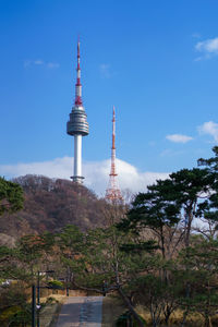 Communications tower in seoul against sky