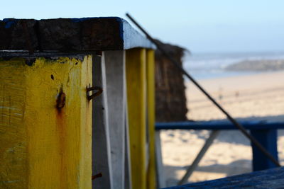 Close up of yellow wall