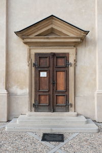 Closed door of old building