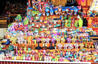 Multi colored toys for sale in store