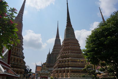 Low angle view of temple building against sky