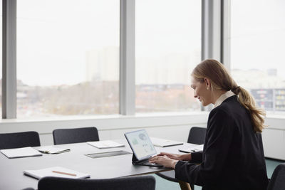 Businesswoman working in boardroom