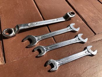 High angle view of text on table