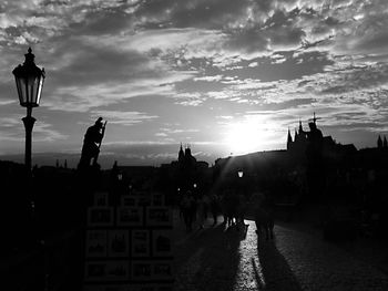 Silhouette of buildings at sunset