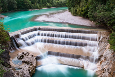 Scenic view of lechfall waterfall on summer day