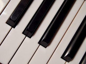High angle view of piano keys